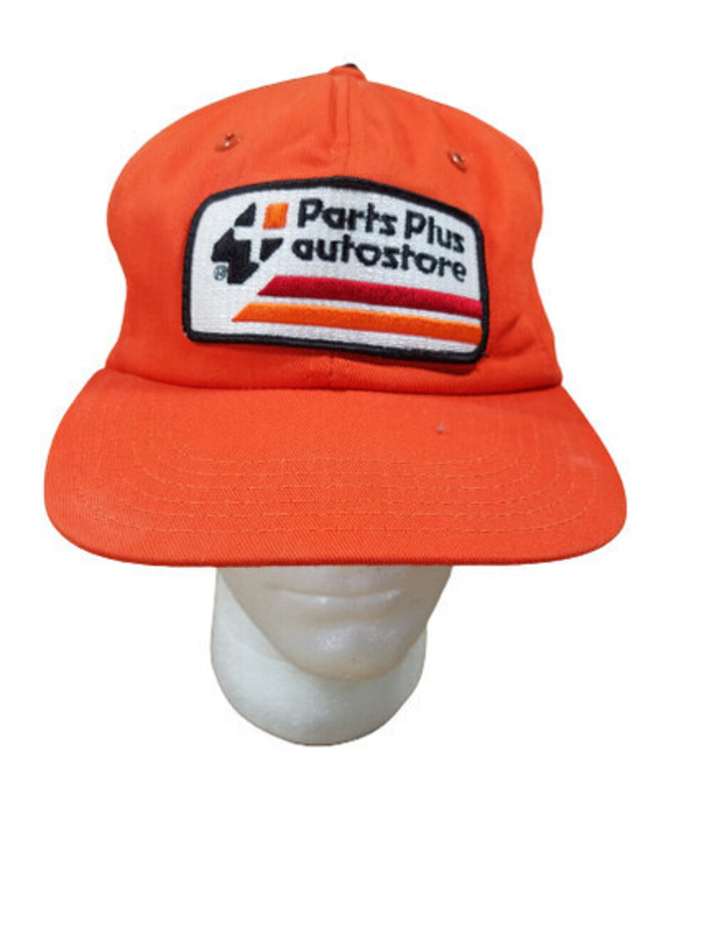 RARE old Parts Plus Autostore Advertising Snap Back Truckers Hat Orange